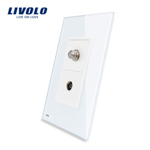 Livolo Hot New Design 2 Gang Outlet Satellite and TV socket VL-C591STV-11